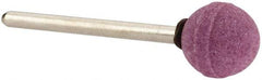 Standard Abrasives - 1/2" Head Diam x 1/2" Thickness, B121, Ball End, Aluminum Oxide Mounted Point - Blue, Medium Grade, 45,300 RPM - Benchmark Tooling