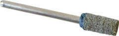 Standard Abrasives - 1/4" Head Diam x 1/2" Thickness, W163, Cylinder End, Aluminum Oxide Mounted Point - Blue, 60,000 RPM - Benchmark Tooling
