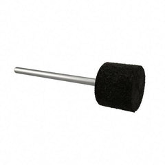 Standard Abrasives - 1/2" Head Diam x 1/2" Thickness, W185, Cylinder End, Aluminum Oxide Mounted Point - Black, Fine Grade, 34,500 RPM - Benchmark Tooling
