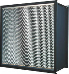 Made in USA - 24" High x 12" Wide 11-1/2" Deep, 95% Capture Efficiency, HEPA Air Filter - Microfiber Paper Media, Galvanized Steel Frame, 250 FPM Max, 500 CFM, 180°F Max, Use with Hospitals & Clean Rooms - Benchmark Tooling