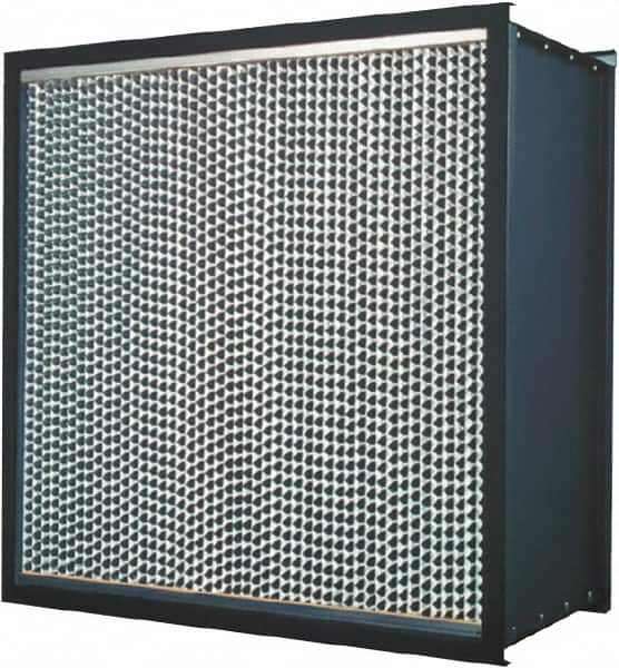 Made in USA - 24" High x 24" Wide 11-1/2" Deep, 99.97% Capture Efficiency, HEPA Air Filter - Microfiber Paper Media, Galvanized Steel Frame, 250 FPM Max, 1,000 CFM, 180°F Max, Use with Hospitals & Clean Rooms - Benchmark Tooling