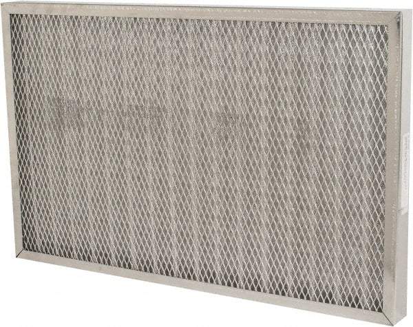 Made in USA - 16" Noml Height x 25" Noml Width x 2" Noml Depth, 76% Capture Efficiency, Permanent Air Filter - MERV 7, Aluminum Cloth & Mesh, Integrated Aluminum Frame, 300 Max FPM, 640 CFM, For Any Unit - Benchmark Tooling