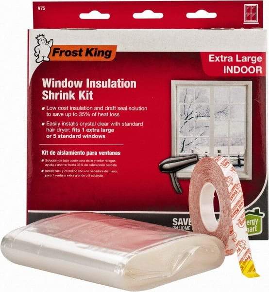 Frost King - 210" Long x 62" Wide, Indoor Shrink Film and Tape Weather Kit Weatherstripping - Clear Plastic - Benchmark Tooling