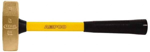 Ampco - 2-3/4 Lb Bronze Nonsparking Double Face Engineer's Hammer - Hickory Handle - Benchmark Tooling