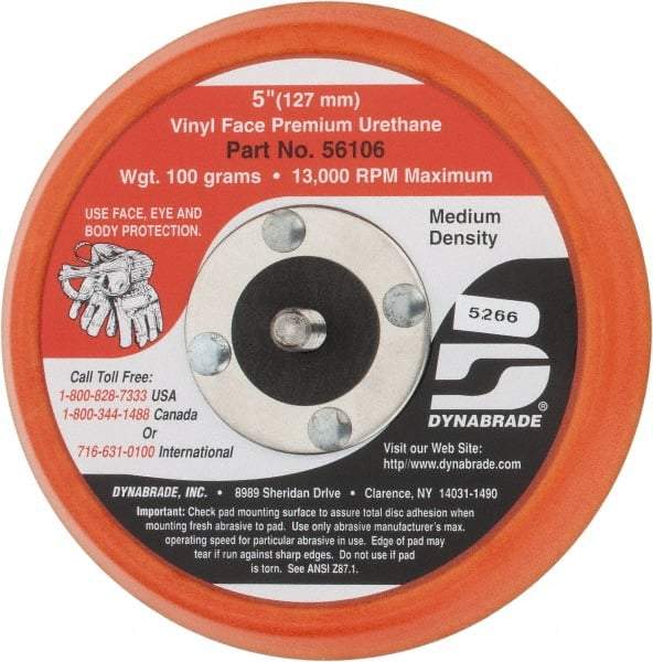 Dynabrade - 5" Diam Disc Backing Nonvacuum Replacement Pad - Medium Density, 12,000 RPM - Benchmark Tooling