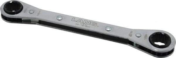 Lang - 1/2" x 9/16" 12 Point Ratcheting Box Wrench - Double End, 6-7/8" OAL, Steel - Benchmark Tooling