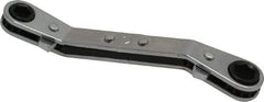 Lang - 1/4" x 5/16" 6 Point Reversible Ratcheting Offset Box Wrench - Double End, 4-1/4" OAL, Steel, 25° Offset - Benchmark Tooling