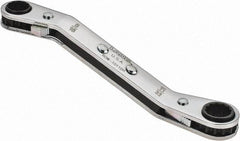 Lang - 5/16" x 11/32" 12 Point Reversible Ratcheting Offset Box Wrench - Double End, 4-1/4" OAL, Steel, 25° Offset - Benchmark Tooling