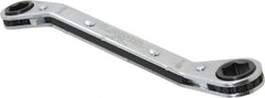 Lang - 3/8" x 7/16" 6 Point Reversible Ratcheting Offset Box Wrench - Double End, 5-7/16" OAL, Steel, 25° Offset - Benchmark Tooling