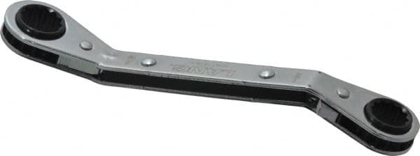 Lang - 1/2" x 9/16" 12 Point Reversible Ratcheting Offset Box Wrench - Double End, 6-3/4" OAL, Steel, 25° Offset - Benchmark Tooling