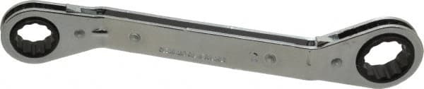 Lang - 5/8" x 3/4" 12 Point Reversible Ratcheting Offset Box Wrench - Double End, 8" OAL, Steel, 25° Offset - Benchmark Tooling