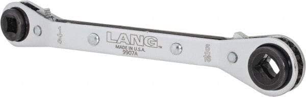 Lang - 1/4" & 3/16" Sq x 9/16" & 1/2" Hex 6 Point 4 in 1 Reversible Ratcheting Offset Box Wrench - Steel - Benchmark Tooling