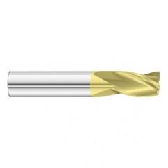 3/4 Dia. x 4 Overall Length 3-Flute Square End Solid Carbide SE End Mill-Round Shank-Center Cut-TiN - Benchmark Tooling