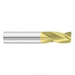 11/16 Dia. x 4 Overall Length 3-Flute Square End Solid Carbide SE End Mill-Round Shank-Center Cut-TiN - Benchmark Tooling