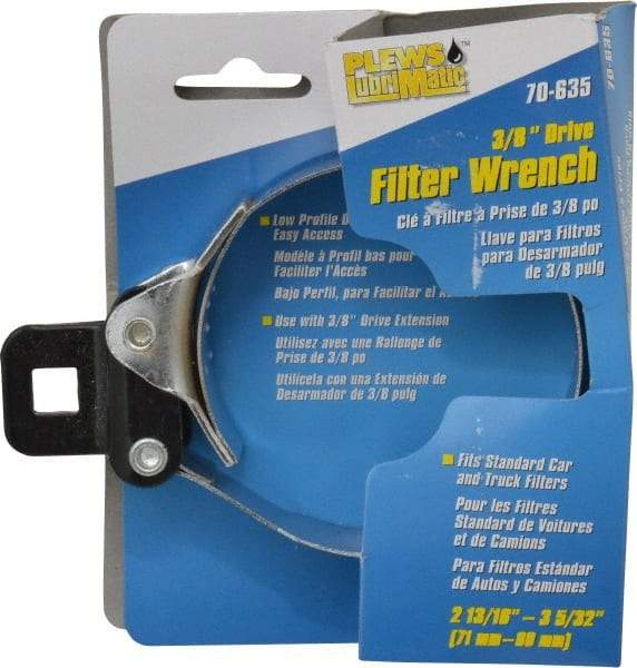 Plews - 2-13/16 to 3-5/32" Diam, Small Ratchet Oil Filter Wrench - Steel, For Use with Filters from 2-13/16 to 3-5/32" - Benchmark Tooling