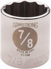 Armstrong - 7/8", 3/8" Drive, Standard Hand Socket - 12 Points, 1-13/64" OAL - Benchmark Tooling