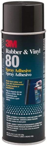 3M - 19 oz Aerosol Yellow Spray Adhesive - High Tack, 300°F Heat Resistance, 28 Sq Ft Coverage, High Strength Bond, 30 min Max Bonding Time, Flammable, Series Rubber & Vinyl 80 - Benchmark Tooling