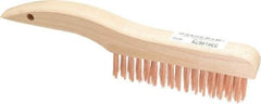 Ampco - 4 Rows x 16 Columns Bronze Shoe Handle Wire Brush - 10" OAL, 1-1/8" Trim Length, Wood Shoe Handle - Benchmark Tooling