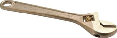 Ampco - 1-1/8" Jaw Capacity, 8" Nonsparking Adjustable Wrench - Aluminum Bronze, Plain Finish - Benchmark Tooling