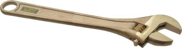 Ampco - 1-5/16" Jaw Capacity, 10" Nonsparking Adjustable Wrench - Aluminum Bronze, Plain Finish - Benchmark Tooling