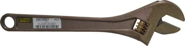 Ampco - 1-1/2" Jaw Capacity, 12" Nonsparking Adjustable Wrench - Aluminum Bronze, Plain Finish - Benchmark Tooling