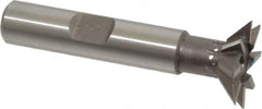 Keo - 3/4" Diam x 3/16" Width of Cut, 45° Included Angle, High Speed Steel Dovetail Cutter - 3/8" Shank Diam, 1-9/16" Shank Length, 2-1/8" Overall Length, Weldon Flat, Uncoated - Benchmark Tooling