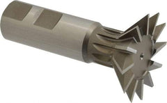 Keo - 1-7/8" Diam x 1/2" Width of Cut, 45° Included Angle, High Speed Steel Dovetail Cutter - 7/8" Shank Diam, 2-1/32" Shank Length, 3-1/4" Overall Length, Weldon Flat, Uncoated - Benchmark Tooling