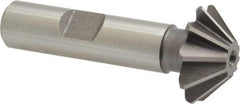 Keo - 1" Diam x 5/16" Width of Cut, 45° Included Angle, Shank Connection, High Speed Steel Single Angle Cutter - 1/2" Shank Diam, 2-1/2" Overall Length, Right Hand Cut, Uncoated - Benchmark Tooling