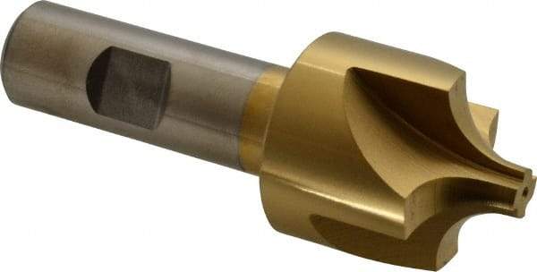 Keo - 7/16" Radius, 1-3/8" Mill Diam, 4 Flute High Speed Steel Corner Rounding End Mill - Single End, TiN Finish, 3/8" Tip Diam, 3-3/4" OAL, 3/4" Shank Diam - Benchmark Tooling