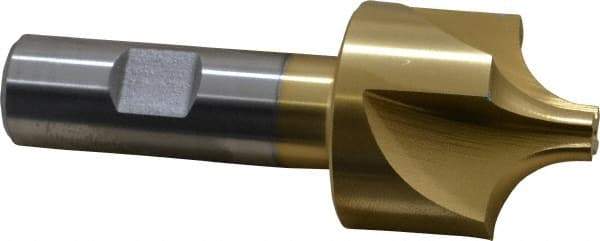 Keo - 1/2" Radius, 1-1/2" Mill Diam, 4 Flute High Speed Steel Corner Rounding End Mill - Single End, TiN Finish, 3/8" Tip Diam, 3-7/8" OAL, 3/4" Shank Diam - Benchmark Tooling