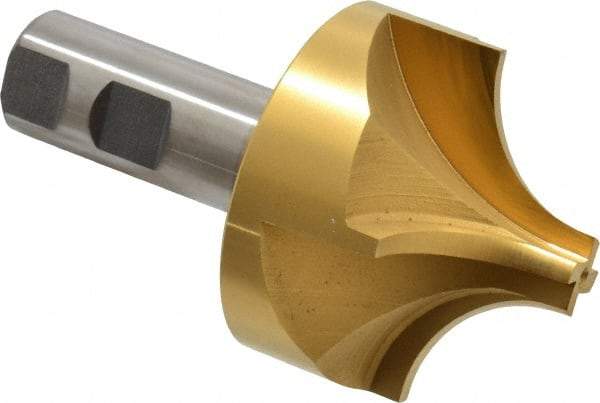 Keo - 1" Radius, 2-3/4" Mill Diam, 4 Flute High Speed Steel Corner Rounding End Mill - Single End, TiN Finish, 5/8" Tip Diam, 4-3/4" OAL, 1" Shank Diam - Benchmark Tooling