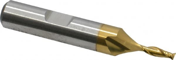 Niagara Cutter - 1/8" Diam, 3/8" LOC, 3/8" Shank Diam, 2-5/16" OAL, 2 Flute High Speed Steel Square End Mill - Exact Industrial Supply