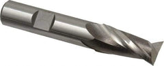 Niagara Cutter - 9/16", 1-1/8" LOC, 1/2" Shank Diam, 3-1/8" OAL, 2 Flute, Cobalt Square End Mill - Single End, Uncoated, Spiral Flute, 30° Helix, Centercutting, Right Hand Cut, Right Hand Flute, Series SP205 - Benchmark Tooling