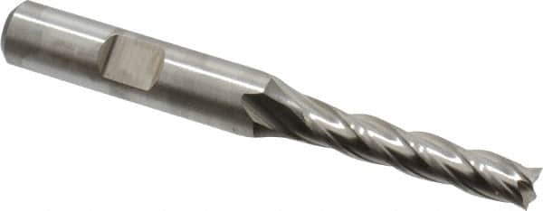 Niagara Cutter - 1/4", 1-1/4" LOC, 3/8" Shank Diam, 3-1/16" OAL, 4 Flute, Cobalt Square End Mill - Single End, Uncoated, Spiral Flute, 30° Helix, Centercutting, Right Hand Cut, Right Hand Flute, Series SPC408 - Benchmark Tooling
