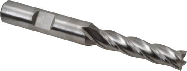 Niagara Cutter - 5/16", 1-3/8" LOC, 3/8" Shank Diam, 3-1/8" OAL, 4 Flute, Cobalt Square End Mill - Single End, Uncoated, Spiral Flute, 30° Helix, Centercutting, Right Hand Cut, Right Hand Flute, Series SPC408 - Benchmark Tooling