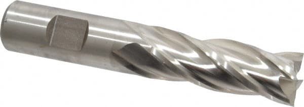 Niagara Cutter - 3/4", 2" LOC, 3/4" Shank Diam, 4-1/4" OAL, 4 Flute, Cobalt Square End Mill - Single End, Uncoated, Spiral Flute, 30° Helix, Centercutting, Right Hand Cut, Right Hand Flute, Series SPC408 - Benchmark Tooling