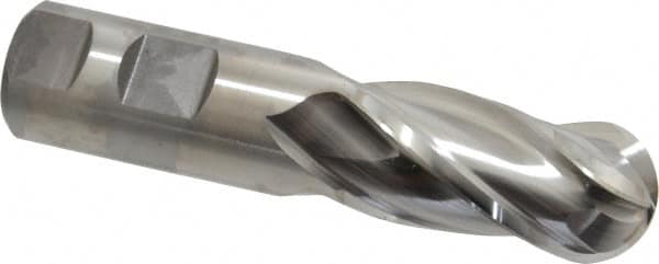 Niagara Cutter - 1" Diam, 2" LOC, 4 Flute Cobalt Ball End Mill - Uncoated, Single End, 4-1/2" OAL, 1" Shank Diam, Spiral Flute - Benchmark Tooling