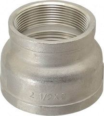 Merit Brass - 2-1/2 x 2" Grade 304 Stainless Steel Pipe Reducer Coupling - FNPT x FNPT End Connections, 150 psi - Benchmark Tooling