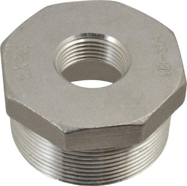 Merit Brass - 2 x 3/4" Grade 304 Stainless Steel Pipe Hex Bushing - MNPT x FNPT End Connections, 150 psi - Benchmark Tooling