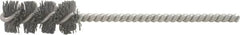 Brush Research Mfg. - 0.309" Diam Helical Nylon Tube Brush - Single Spiral, 0.012" Filament Diam, 1-1/4" Brush Length, 4-1/2" OAL, 1/8" Diam Steel Shank - Benchmark Tooling