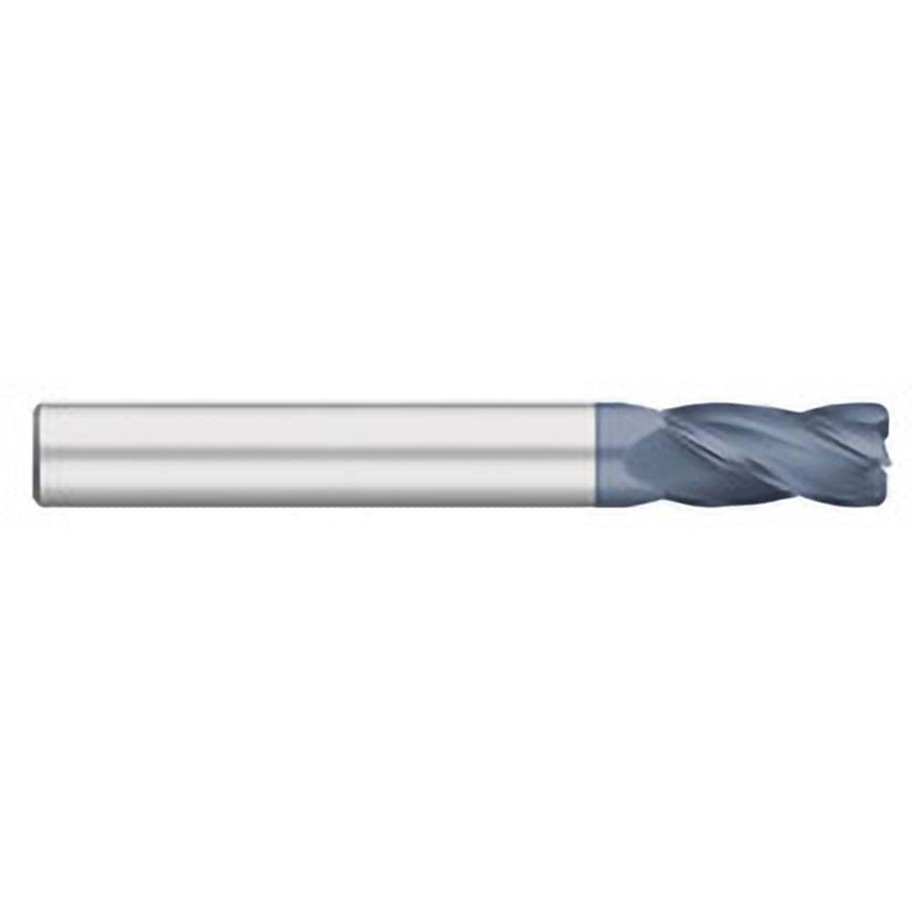 Corner Radius End Mill: 1/8″ Dia, 3/4″ LOC, 1/64″ Radius, 4 Flutes, Solid Carbide 2-1/4″ OAL, 1/8″ Shank Dia, 30 ° Helix, AlTiN Coated, Corner Radius End, Centercutting