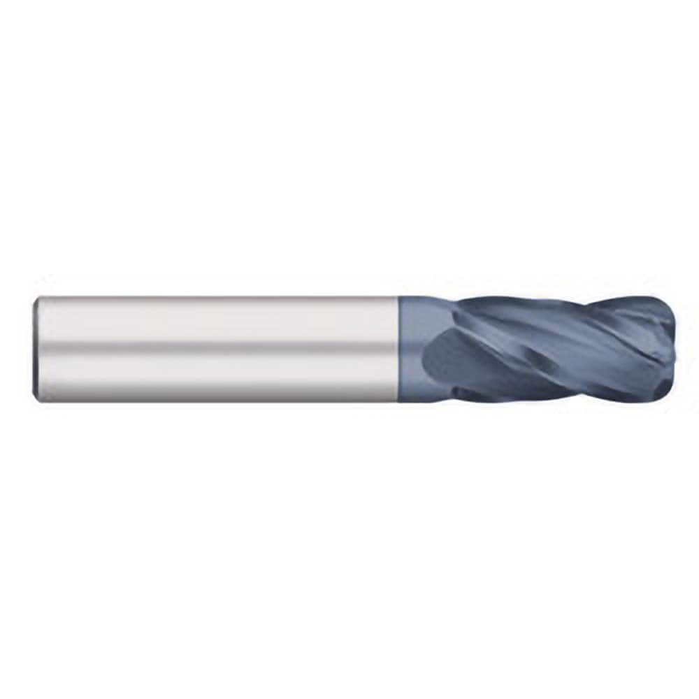 Corner Radius End Mill: 1/4″ Dia, 3/4″ LOC, 0.06″ Radius, 4 Flutes, Solid Carbide 2-1/2″ OAL, 1/4″ Shank Dia, 30 ° Helix, AlTiN Coated, Corner Radius End, Centercutting