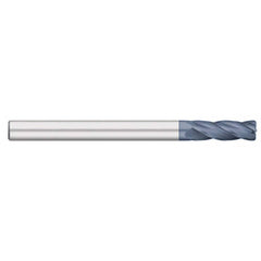 Corner Radius End Mill: 5/16″ Dia, 1-5/8″ LOC, 0.03″ Radius, 4 Flutes, Solid Carbide 4″ OAL, 5/16″ Shank Dia, 30 ° Helix, AlTiN Coated, Corner Radius End, Centercutting