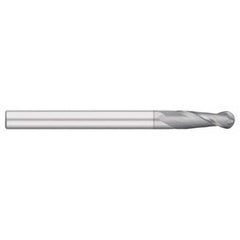 Ball End Mill: 0.75″ Dia, 3″ LOC, 2 Flute, Solid Carbide 6″ OAL, 3/4″ Shank Dia, 30 ° Helix, TiCN Coated, Single End