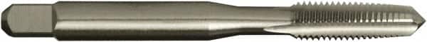 Vermont Tap & Die - #10-32 UNF 2B 4 Flute Bright Finish High Speed Steel Straight Flute Standard Hand Tap - Taper, Left Hand Thread, 60.33mm OAL, 22.23mm Thread Length, H3 Limit, Oversize - Exact Industrial Supply
