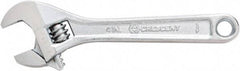 Crescent - 1/2" Jaw Capacity, 4" Standard Adjustable Wrench - Steel, Chrome Finish, 4" OAL - Benchmark Tooling