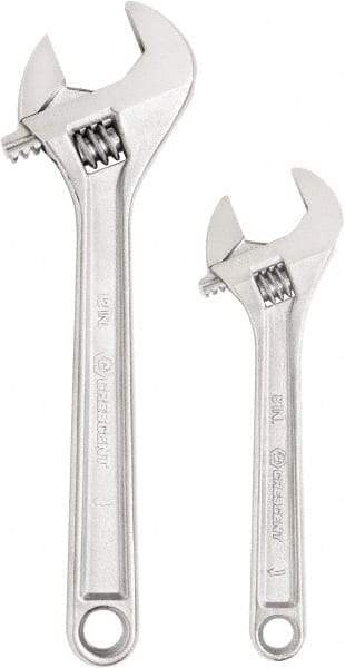 Crescent - 2 Piece, 8" to 12", Adjustable Wrench Set - Inch Measurement Standard, Chrome Finish - Benchmark Tooling