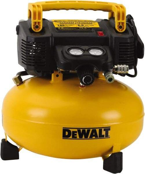 DeWALT - 0.9 hp, 2.6 SCFM at 90 psi, Pancake Compressor - 6 Gal Tank, 10 Amp, 165 psi, 120V (60 Hz) - Benchmark Tooling