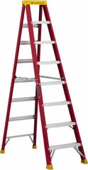 Louisville - 7 Steps, 8' High, Type IA Rating, Fiberglass Step Ladder - Benchmark Tooling