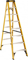 DeWALT - 7 Steps, 8' High, Type I Rating, Fiberglass Step Ladder - Benchmark Tooling